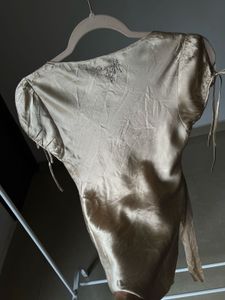 GUESS Champagne Silk Tie detail Blouse