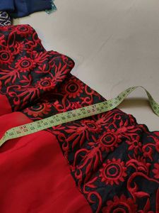 long embroidered kurta with mirror work