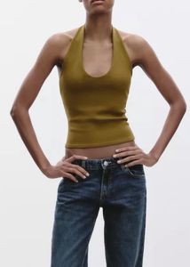 Olive Green Halter Neck Top from Zara