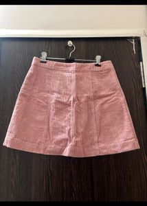Pink Corduroy Button-Front Skirt