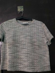 zara Textured Short Sleeve Top