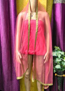 Pink Dupatta Stoal with Golden Border