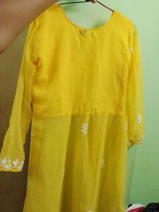 Yellow Embroidered Kurti/Top