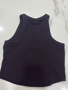Zara Black Ribbed Racerback Tank Top