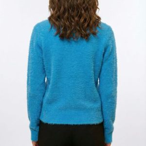 Blue Fuzzy Knit Cardigan