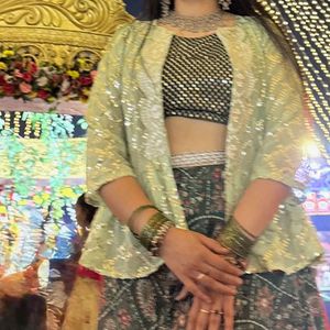 Green Lehenga with Jacket