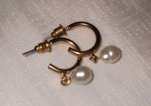 Minimal Gold Pearl Hoop Earrings