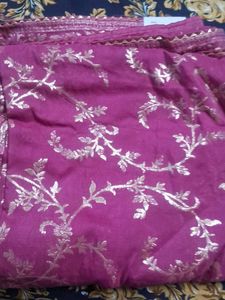 Elegant Pink Dress Material with Gold Print