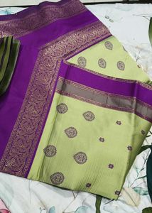 Elegant Purple & Green Silk Saree