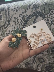 Unique Leaf & Flower Earrings Set