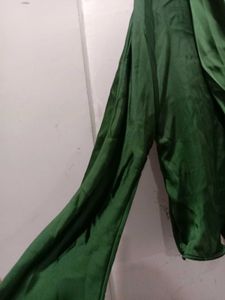 Elegant Green Satin V-Neck Top