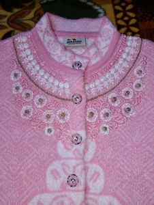 Pink Floral Knit Cardigan