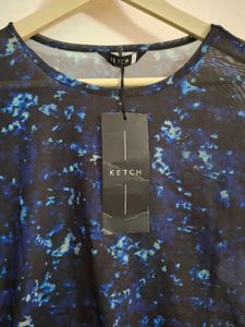 Sheer Floral Print Mesh Top