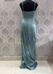 Elegant Teal Satin Maxi Dress