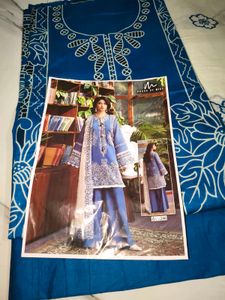 Blue Kurta Set with White Dupatta
