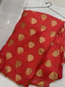 Orange Silk Saree With Blouse