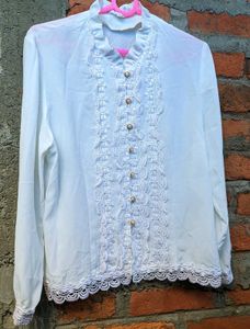 Elegant White Button-Down Blouse.