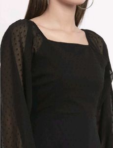 Elegant Dark Green Puff Sleeve Dress