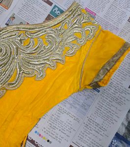 Elegant Yellow dress Intricate Silver Embelli