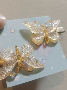 Pretty Golden Butterfly Hair Clip Set
