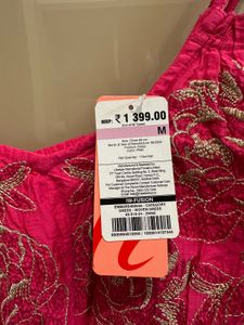 Vibrant Pink Embroidered Tiered kurta dress
