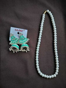 Elegant Pearl Necklace &amp; Jhumka Earrings Set✨❤️