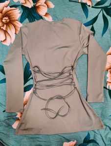 Shein Full Sleeve Back Criss Cross Tie-Up Bodycon