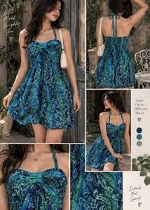 Bohemian Print Halter Neck Mini Dress
