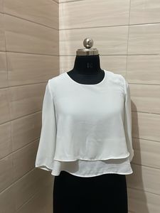 MANGO Elegant White Tiered Layered Blouse