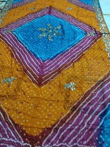 Vibrant  heavy bandhani Dupatta with gota patti