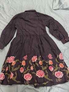 Boho Floral Print Button-Down Dress