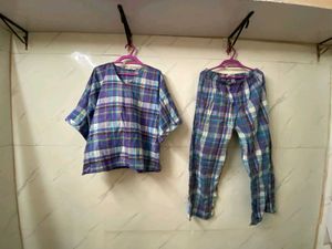 Comfy Cotton Checked Night Suit Set – 2XL