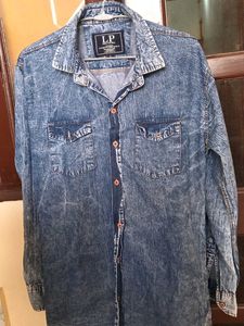 Men's Blue Acid Wash Denim Shirt