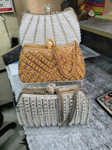 Embellished Pearl &amp; Crystal Clutch Bags