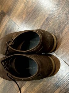 HUSH PUPPIES Brown Suede Derby Shoes