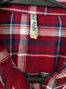 Red Plaid Button-Up Shirt Dress