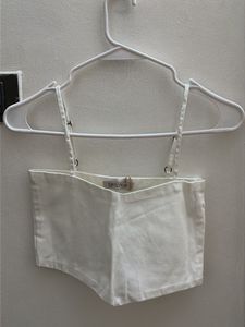 White Cropped Tank Top