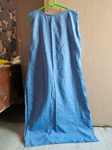 Blue Denim Sleeveless Kurti