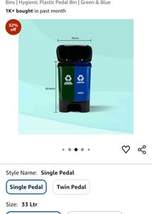 Nayasa 2-in-1 Pedal Dustbin - 33 L