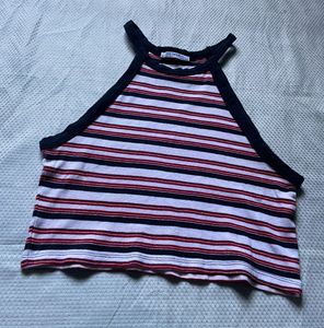Zara Striped Halter Neck Crop Top