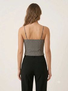 Gingham Corset Lace-Up Top