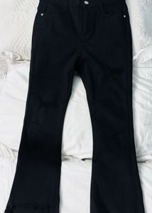 Black Distressed Flare Jeans