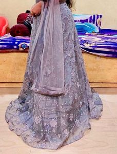 Elegant Grey Embroidered Lehenga Choli Set