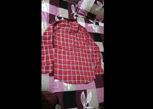 Men's Red Plaid Long Sleeve Shirt
