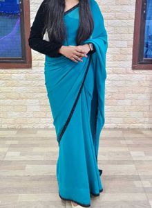 Beautiful Rama green Saree with blouse set