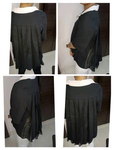 Women Black Shirt Pleated Check Top