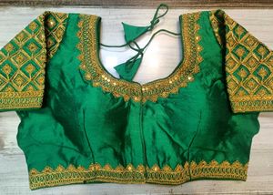Green Embroidered Heavy Work Blouse