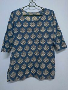 Green Block Print Short Kurti