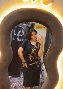 Chic Black Dress with Floral Embroidery