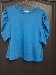 Blue Puff Sleeve Top